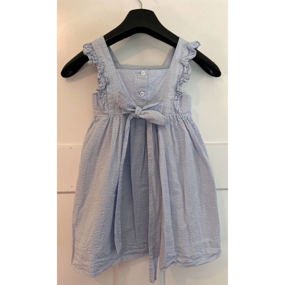 Stellybelly Baby Girls Fit & Flare Dress Light Blue Square Neck Button Ruffle 2T - Picture 2 of 8